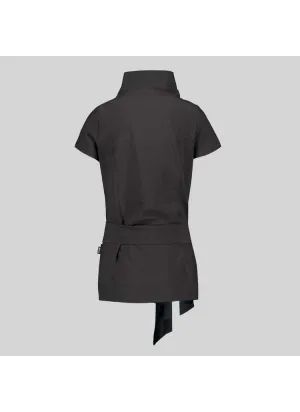 Blusa de estetica elástica semiajustada con cinturón negra