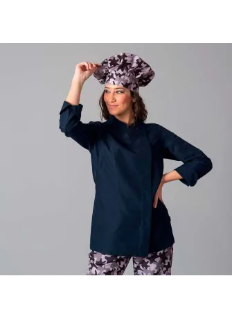 Chaqueta de cocina de mujer manga larga Marino