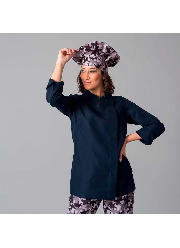 Chaqueta de cocina de mujer manga larga Marino