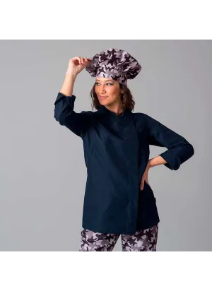 Chaqueta de cocina de mujer manga larga Marino