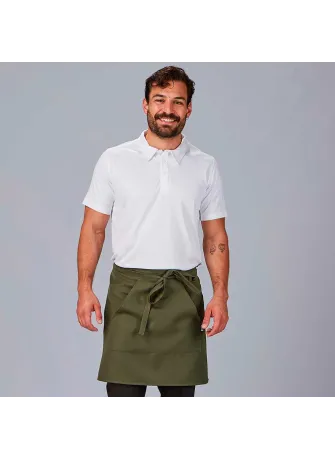 Delantal de camarero liso con bolsillos Caqui