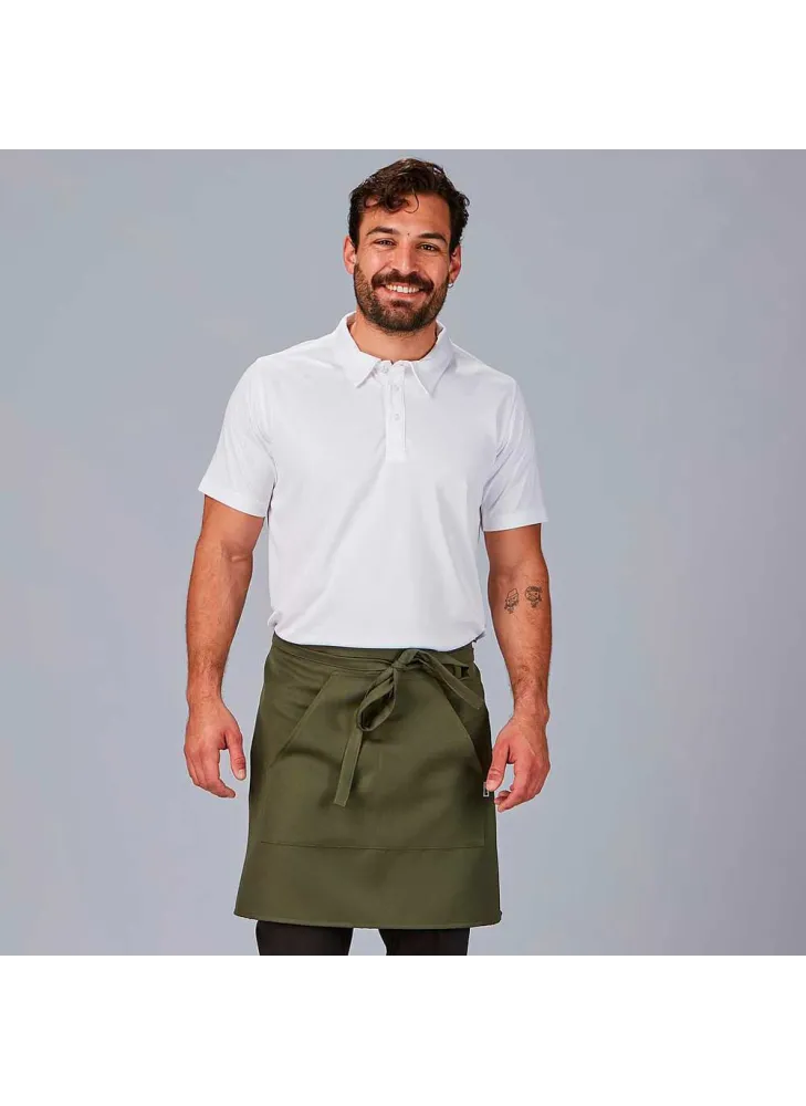 Delantal de camarero liso con bolsillos Caqui