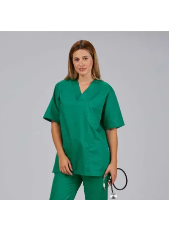 Casaca sanitaria unisex cuello de pico verde