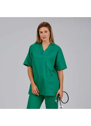 Casaca sanitaria unisex cuello de pico verde