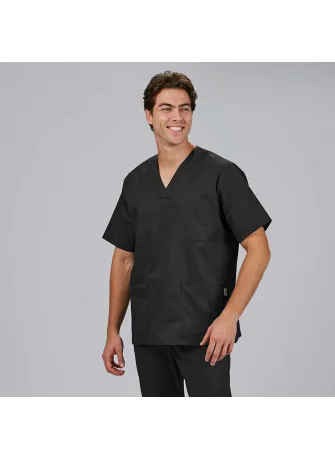 Casaca sanitaria unisex cuello de pico Negra
