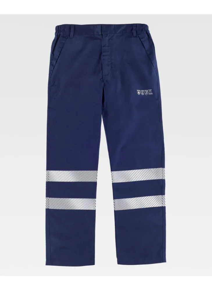 Pantalón de protección para soldador con cintas reflectantes Marino