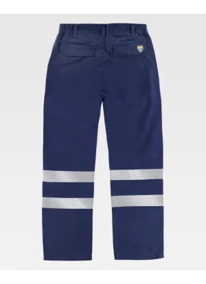 Pantalón de protección para soldador con cintas reflectantes Marino