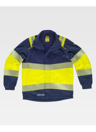Cazadora alta visibilidad combinada con protección soldadura Marino-amarilla