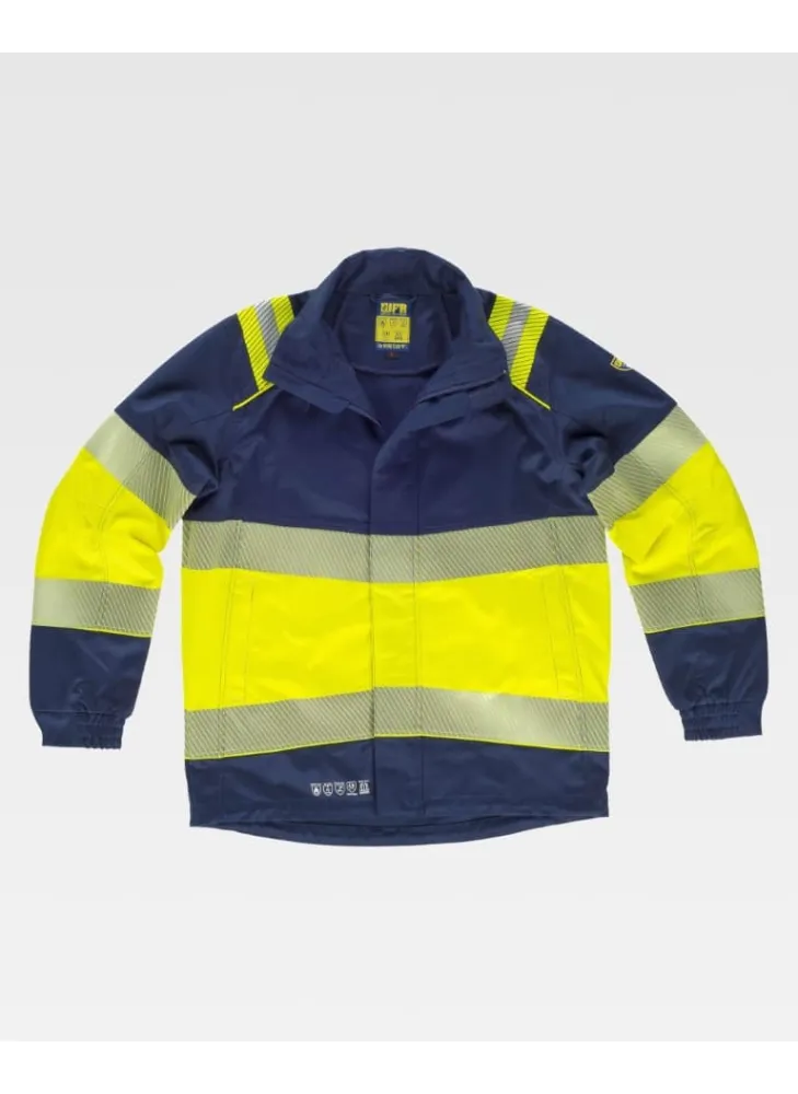 Cazadora alta visibilidad combinada con protección soldadura Marino-amarilla