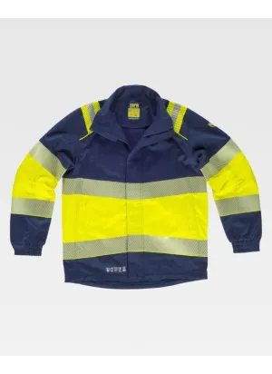 Cazadora alta visibilidad combinada con protección soldadura Marino-amarilla