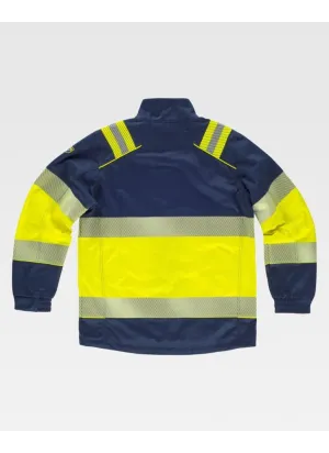Cazadora alta visibilidad combinada con protección soldadura Marino-amarilla