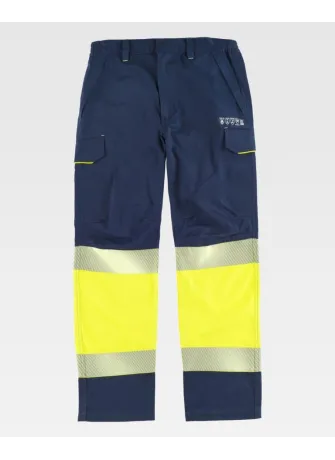 Pantalón de alta visibibilidad para soldadura y arco eléctrico marino-amarillo