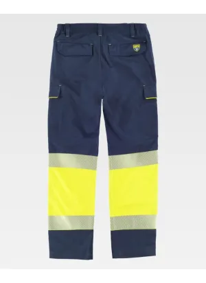 Pantalón de alta visibibilidad para soldadura y arco eléctrico marino-amarillo