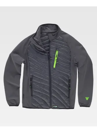 Chaqueta de trabajo acolchada con tejido elástico y cuello alto Gris-verde