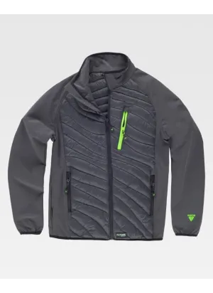 Chaqueta de trabajo acolchada con tejido elástico y cuello alto Gris-verde