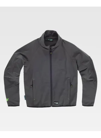 Chaqueta laboral deportiva con tejido elástico gris-verde flúor