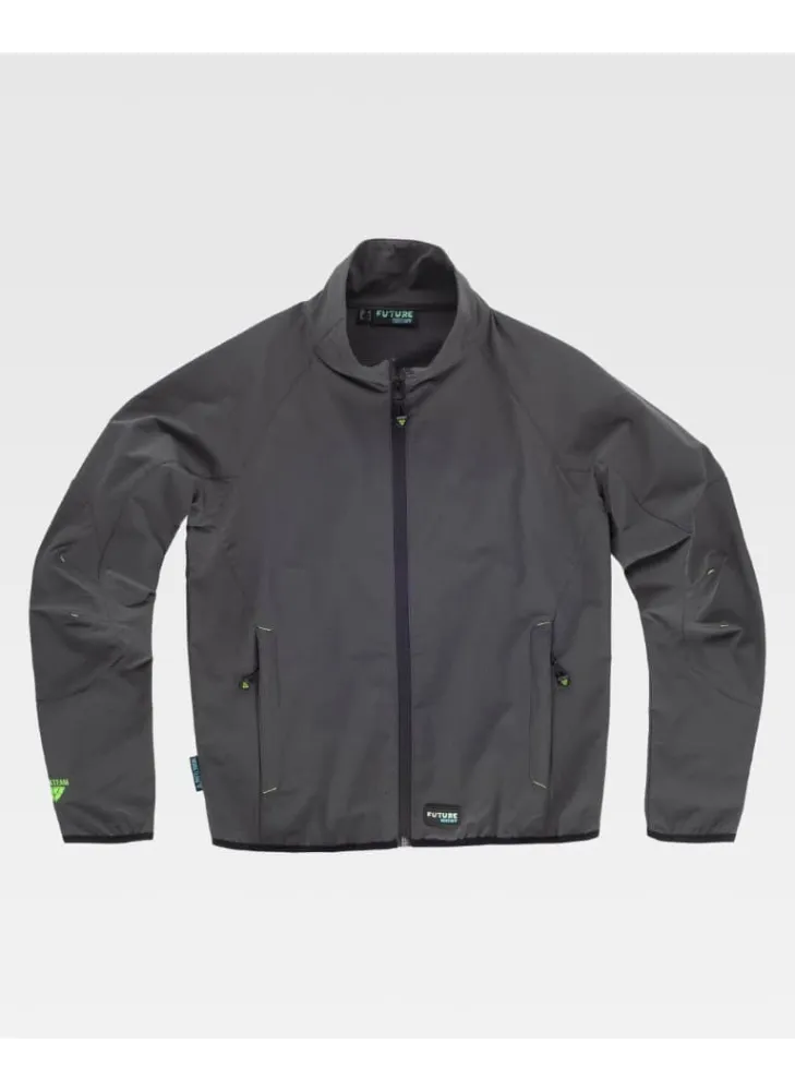 Chaqueta laboral deportiva con tejido elástico gris-verde flúor