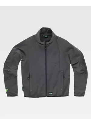Chaqueta laboral deportiva con tejido elástico gris-verde flúor