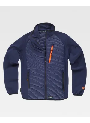 Chaqueta de trabajo acolchada con tejido elástico y cuello alto Marino-naranja