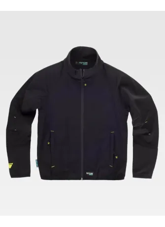 Chaqueta laboral deportiva con tejido elástico negro-amarillo flúor