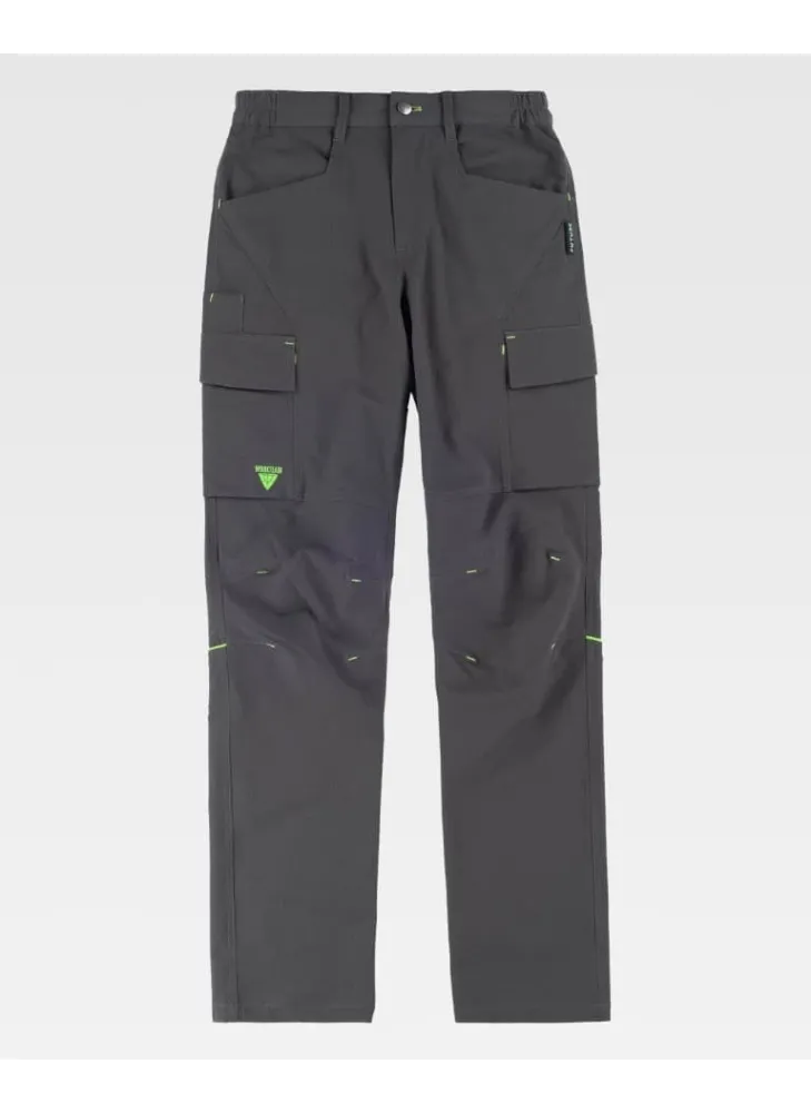 Pantalones de trabajo elásticos con detalles reflectantes gris-verde