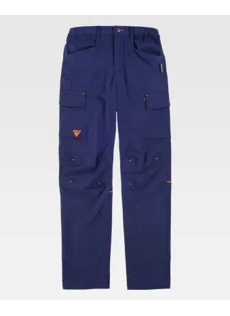 Pantalones de trabajo elásticos con detalles reflectantes marino-naranja