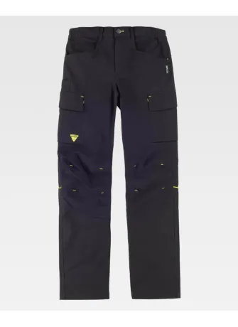Pantalones de trabajo elásticos con detalles reflectantes negro-amarillo