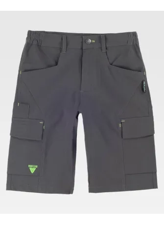 Bermuda de trabajo elástica multibolsillos detalle reflectantes gris-verde