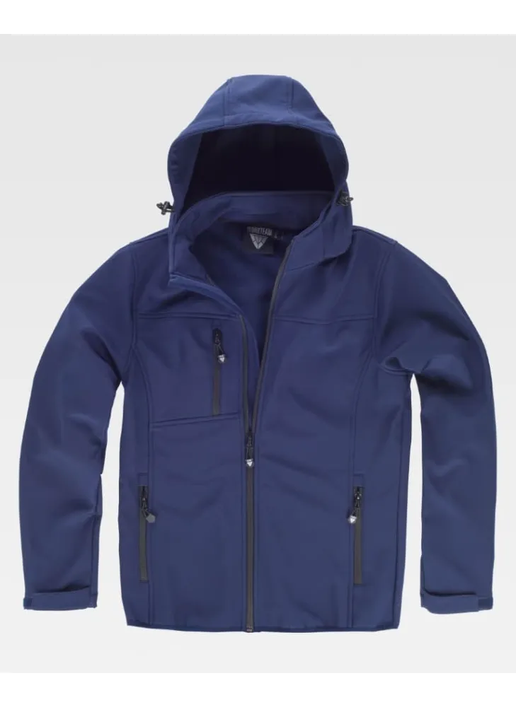 Chaqueta de trabajo Workshell con cuello alto y capucha marino
