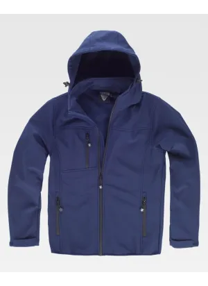 Chaqueta de trabajo Workshell con cuello alto y capucha marino