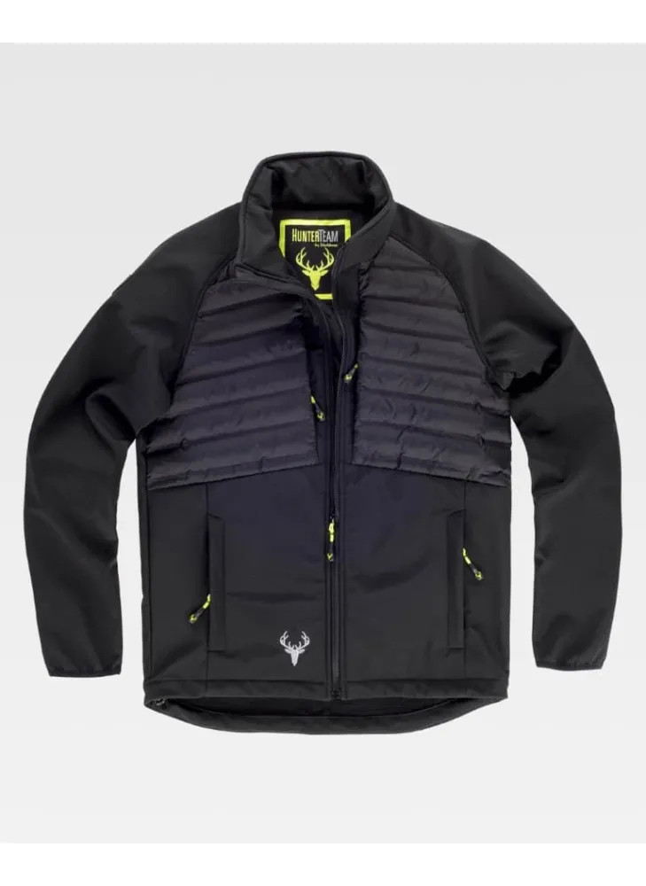 Chaqueta de trabajo Workshell con tejido acolchado termosellado negro