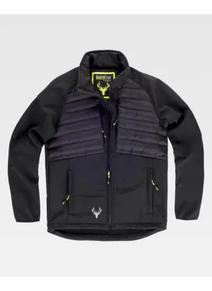 Chaqueta de trabajo Workshell con tejido acolchado termosellado negro