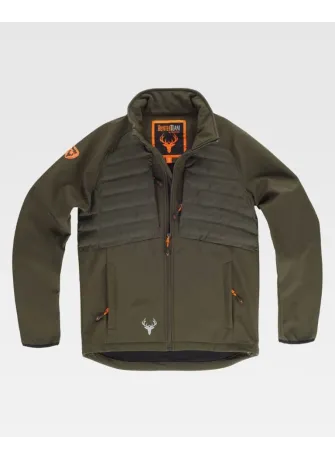 Chaqueta de trabajo Workshell con tejido acolchado termosellado verde caza