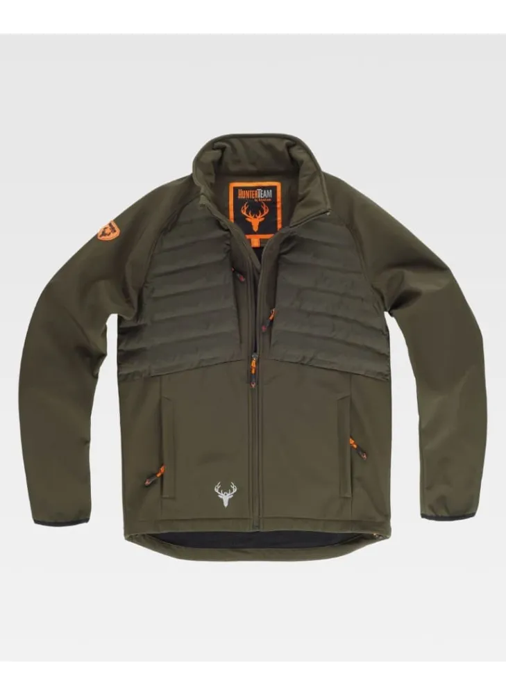 Chaqueta de trabajo Workshell con tejido acolchado termosellado verde caza