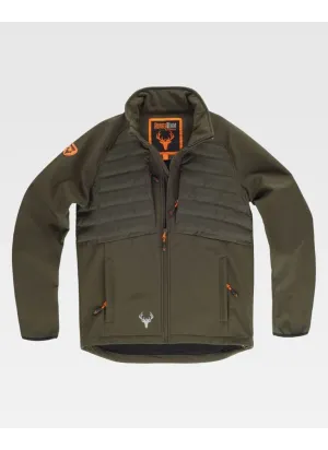 Chaqueta de trabajo Workshell con tejido acolchado termosellado verde caza