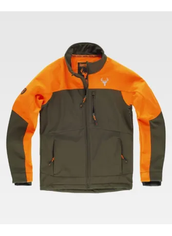 Chaqueta de trabajo Workshell combinada para el frío unisex naranja-verde caza