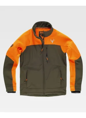Chaqueta de trabajo Workshell combinada para el frío unisex naranja-verde caza