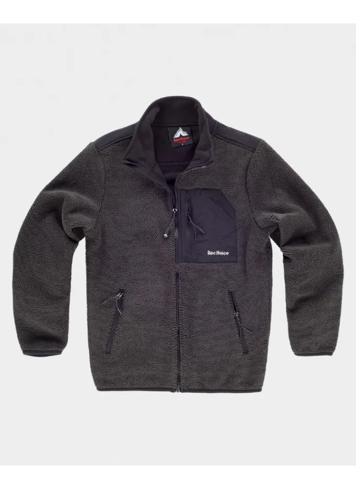 Chaqueta de trabajo polar combinada con cierre de cremallera antracita-negro