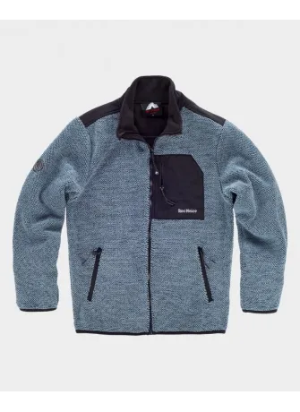 Chaqueta de trabajo polar combinada con cierre de cremallera azul invierno-negro