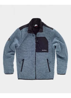 Chaqueta de trabajo polar combinada con cierre de cremallera azul invierno-negro