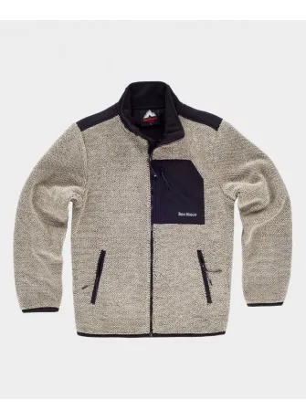 Chaqueta de trabajo polar combinada con cierre de cremallera crudo-negro