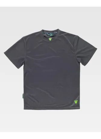 Camiseta de trabajo 100% poliéster manga corta y tejido waffle gris-verde