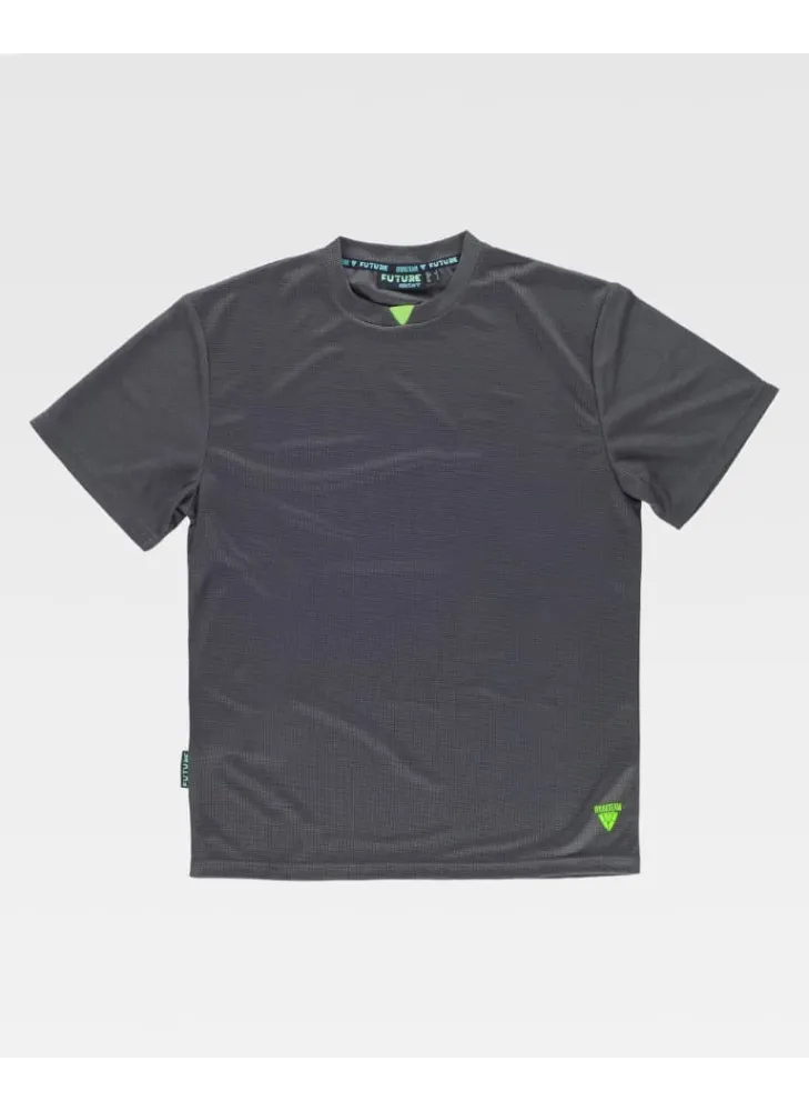 Camiseta de trabajo 100% poliéster manga corta y tejido waffle gris-verde
