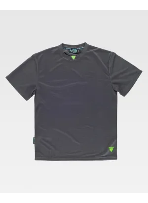 Camiseta de trabajo 100% poliéster manga corta y tejido waffle gris-verde