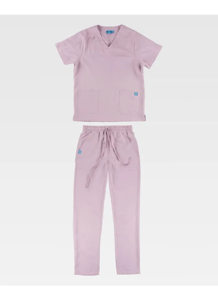 Conjunto sanitario unisex de microfibra elástica de manga corta malva