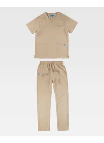 Conjunto sanitario unisex de microfibra elástica de manga corta topo