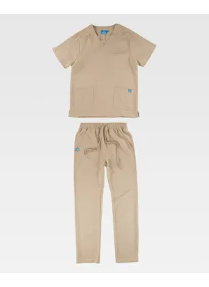 Conjunto sanitario unisex de microfibra elástica de manga corta topo