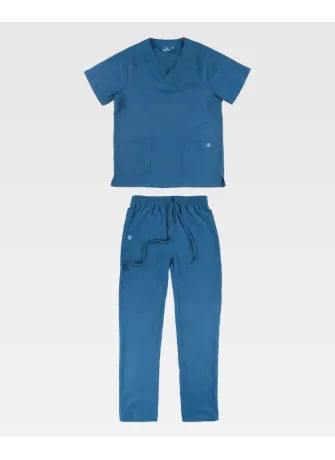 Conjunto sanitario unisex de microfibra elástica de manga corta turquesa oscuro