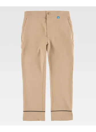 Pantalón de estética tobillero de mujer con tejido elástico Beige