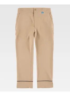 Pantalón de estética tobillero de mujer con tejido elástico Beige